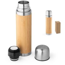 Botella térmica personalizada Ceylon 450ml acero bambú