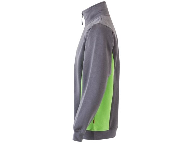 Sudadera de rizo bicolor Svarog cuello alto media cremallera Gris/Verde detalle 3