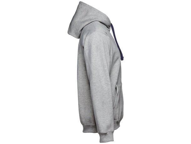 Sudadera Moscow unisex con capucha, bolsillo marsupial y cordones Gris claro matizado detalle 4