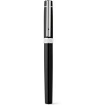 Estuche de roller y bolígrafo negro en metal negro