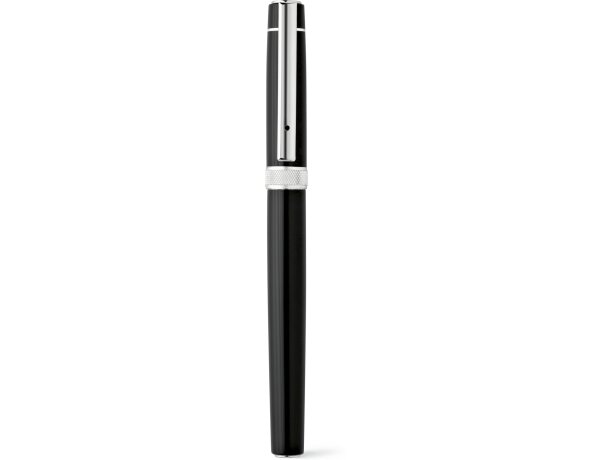 Estuche de roller y bolígrafo negro en metal negro