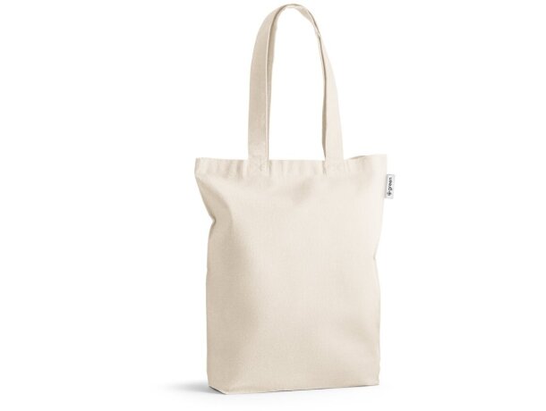 Bolsa de aalgodón personalizada poliéster reciclado Hi!dea Girona Natural claro detalle 4