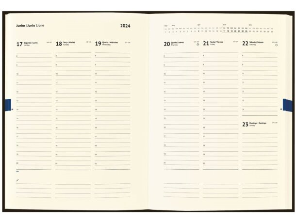 Agenda de corcho Pomar B5 con organización semanal detalle 1