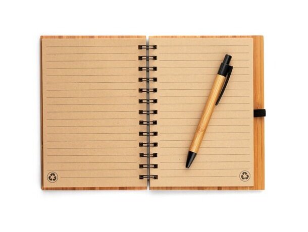 Libreta personalizado con tapas y bolígrafo de bambú natural