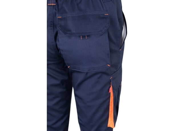 Pantalón elástico bicolor fides con seis bolsillos funcionales Azul marino/Naranja detalle 58