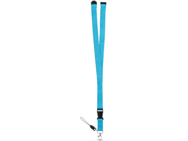 Lanyard Murray de poliéster doble Azul claro detalle 2