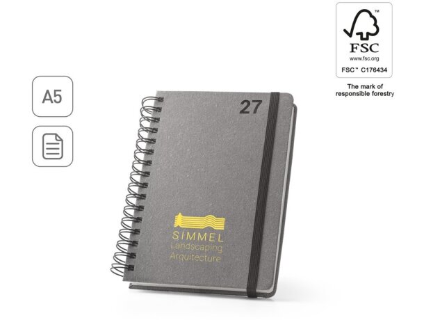 Agenda simmel a5 anillas en cuero reciclado con cierre elástico detalle 1