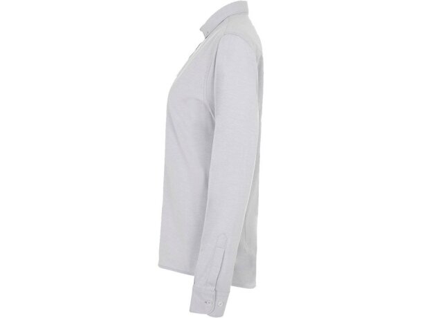 Camisa oxford Prithvi mujer elástica manga larga Gris claro detalle 6