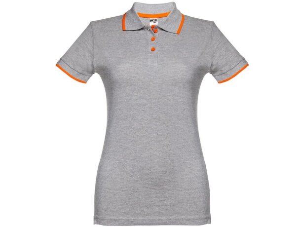 Polo slim fit Rome women bicolor algodón 210 g/m² manga corta Gris claro matizado detalle 2