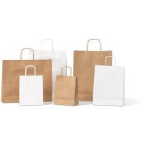 Bolsa kraft publicitaria 90g blanca asas trenzadas europea