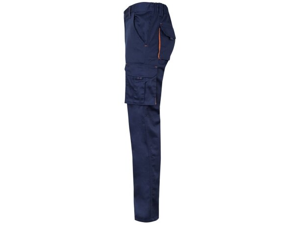 Pantalón elástico bicolor fides con seis bolsillos funcionales Azul marino/Naranja detalle 55