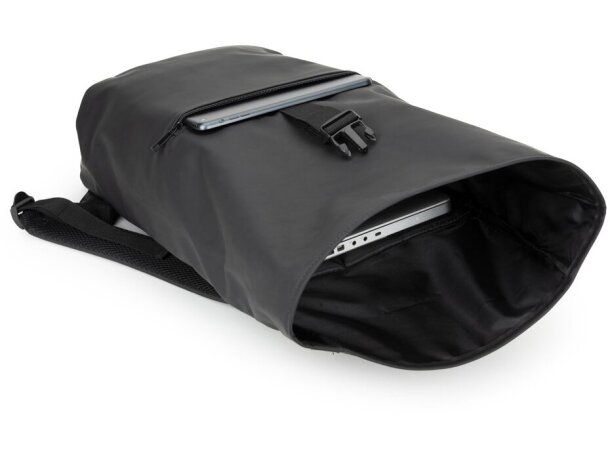 Mochila enrollable Portland con panel acolchado y asa trolley Negro detalle 18