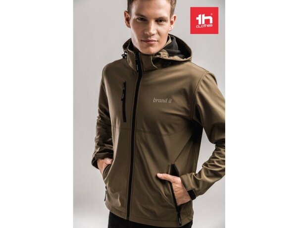 Chaqueta Thc Zagreb softshell para hombre, con capucha removible