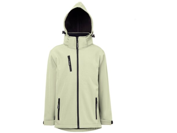 Chaqueta softshell infantil Zagreb Kids con capucha desmontable Verde pastel detalle 5