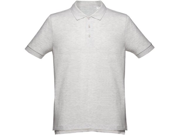 Polo Adam de algodón piqué cardado con cuello canalé Blanco matizado detalle 3