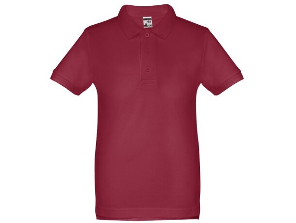 Polo Adam Kids de algodón para niños con cuello canalé Burdeos detalle 7