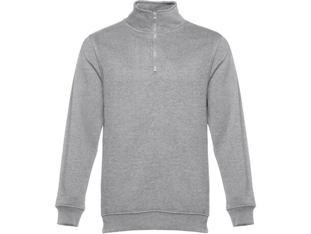 Sudadera Budapest unisex con cremallera y cinturilla canalé Gris claro matizado detalle 5