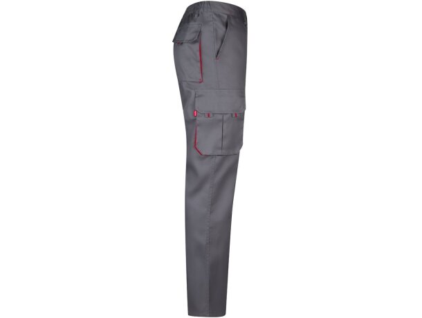 Pantalón de sarga multibolsillos bicolor VL Hypnos Gris/Rojo detalle 18