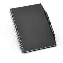 Libreta con bolígrafo tamaño A4 con logo negra Libreta con bolígrafo tamaño A4 con logo negra