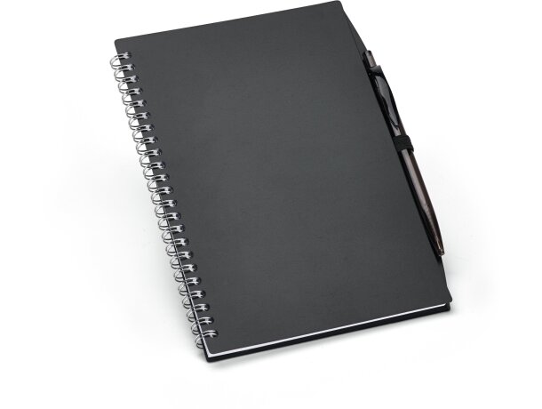 Libreta con bolígrafo tamaño A4 con logo negra Libreta con bolígrafo tamaño A4 con logo negra