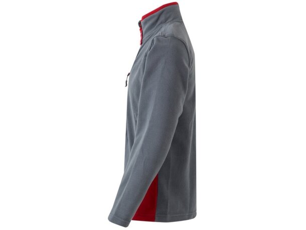 Chaqueta polar bicolor Geras con cinco bolsillos y cremallera Gris/Rojo detalle 13