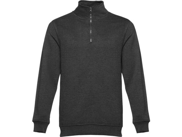 Sudadera Budapest unisex con cremallera y cinturilla canalé Antracita matizado detalle 8