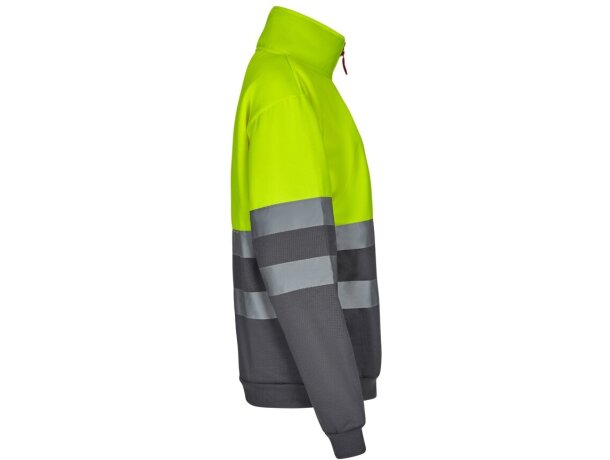 Sudadera bicolor alta visibilidad VL Thor poliéster 300 g/m² Gris/Amarillo detalle 11
