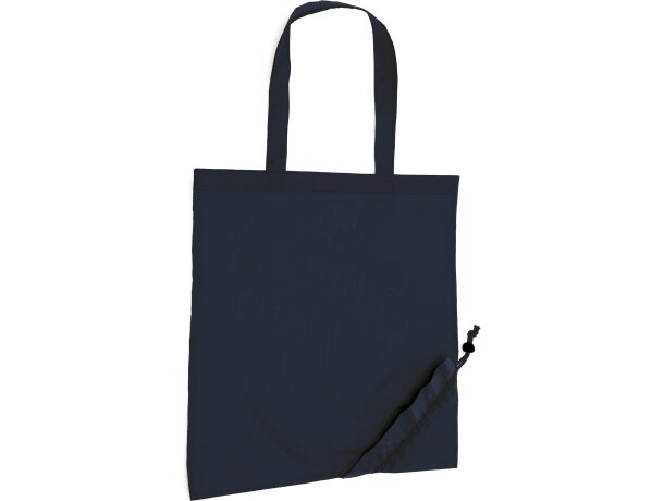 Bolsa Shops sencilla plegable poliéster 190T con logo azul marino