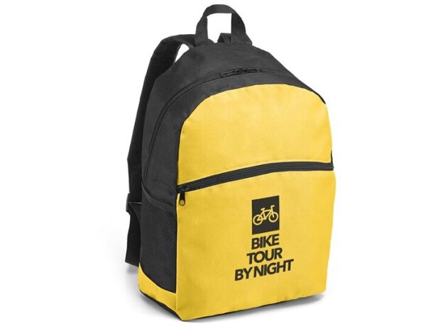 Mochila en varios colores con bolsillos de red laterales amarillo