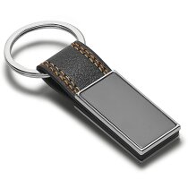 Llavero rectangular en metal y polipiel naranja