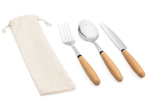Juego cubiertos Boulud en acero inoxidable y madera de acacia Natural detalle 6
