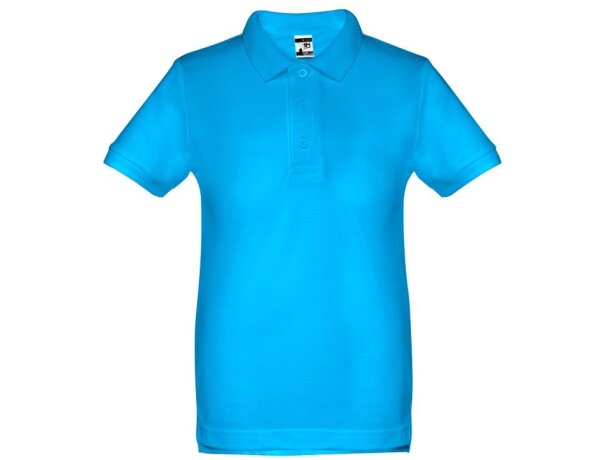 Polo Adam Kids de algodón para niños con cuello canalé Azul aqua detalle 4