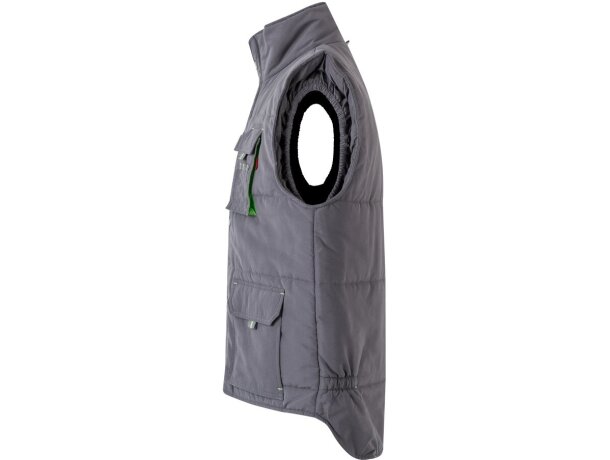 Chaleco acolchado bicolor multibolsillos unisex VL Nergal Gris/Verde detalle 3