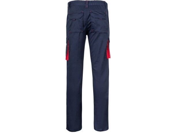 Pantalón elástico bicolor fides con seis bolsillos funcionales Azul marino/Rojo detalle 36