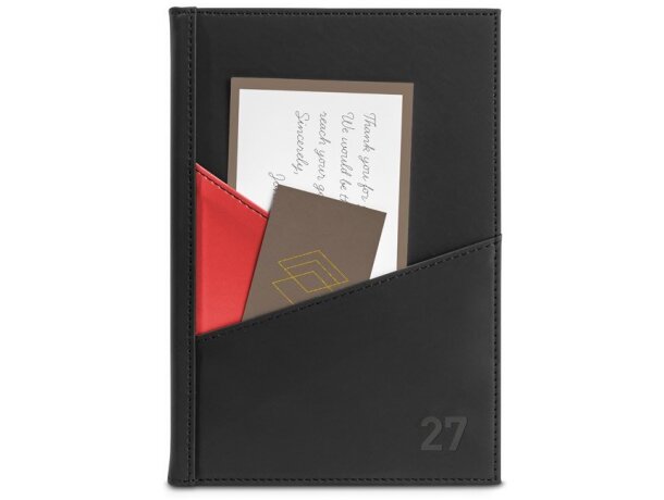 Agenda Ibsen A5 en pu con páginas fsc certificadas y bolsillos Rojo detalle 9
