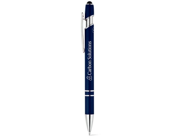 Bolígrafo Neil aluminio reciclado con puntero táctil Azul marino detalle 7
