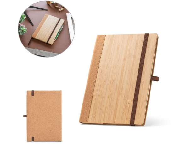 Cuaderno a5 orwell con tapa de bambú y corcho natural detalle 1