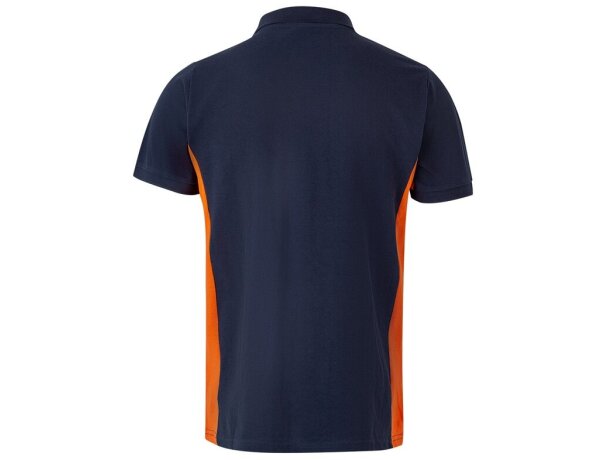 Polo piqué bicolor Supay manga corta con cuello en canalé Azul marino/Naranja detalle 22