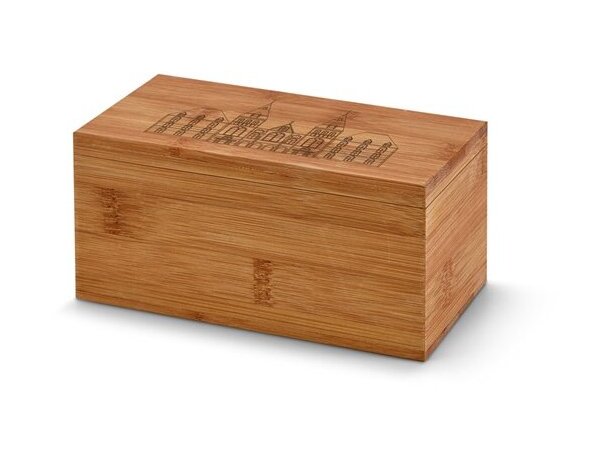 Caja Burdock de madera para 20 infusioes natural