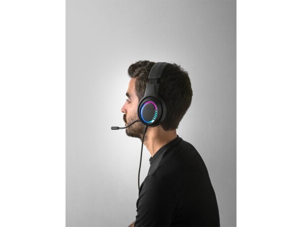 Auriculares gaming thorne rgb con micrófono y luces led Negro detalle 6