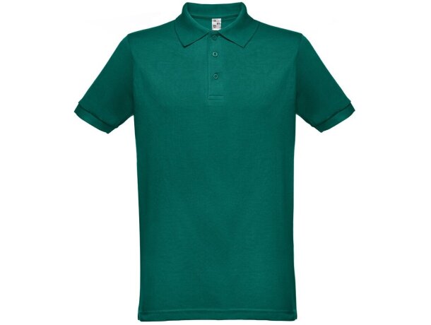 Polo berlin piqué de hombre con cuello y mangas en canalé Verde oscuro detalle 8
