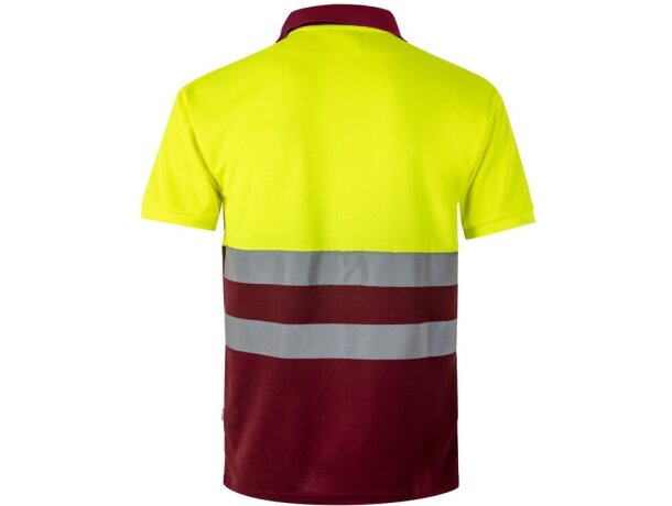Polo alta visibilidad Cupid Large bicolor manga corta 4XL 5XL Burdeos/Amarillo detalle 2
