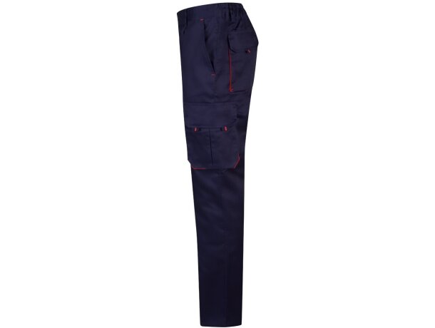 Pantalón de sarga multibolsillos bicolor VL Hypnos Azul marino/Rojo detalle 41