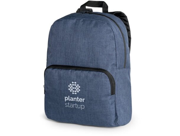 Mochila para portátil de 14 poliéster 600D bolsillo frontal con cierre Hi!dea Azul detalle 1