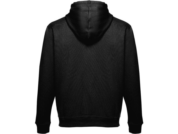 Sudadera Moscow unisex con capucha, bolsillo marsupial y cordones Negro/Blanco detalle 15