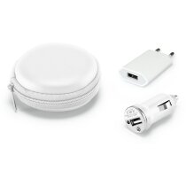 Set de cargadores usb con adaptador blanco Set de cargadores usb con adaptador blanco