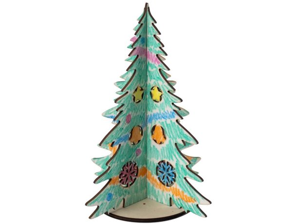Árbol de Navidad Pinery de madera FSC plegable para colorear Natural claro detalle 9