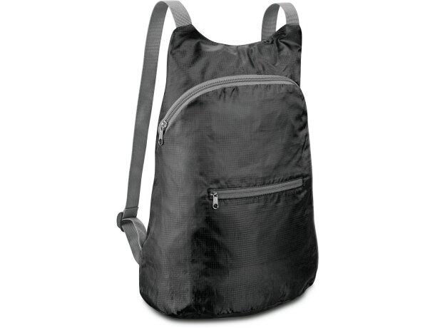 Mochila Barcelona plegable con bolsillo frontal barata negro