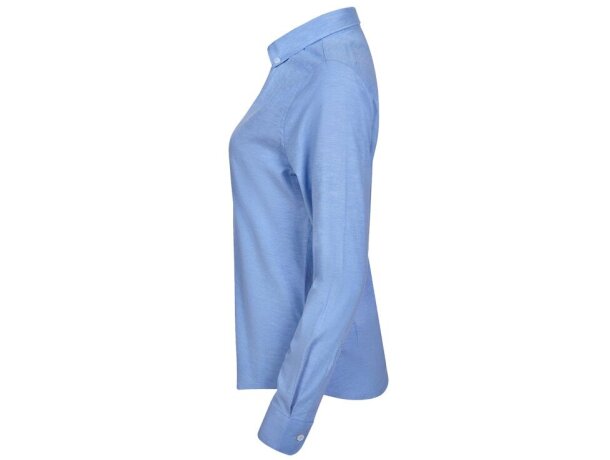 Camisa oxford Prithvi mujer elástica manga larga Azul detalle 19