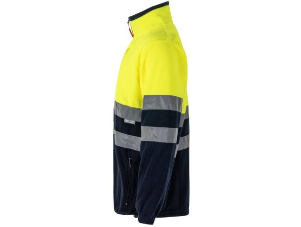 Chaqueta polar bicolor Eros con bandas reflectantes EN20471 Azul marino/Amarillo detalle 50